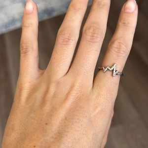 Heartbeat Silver Ring CZ
